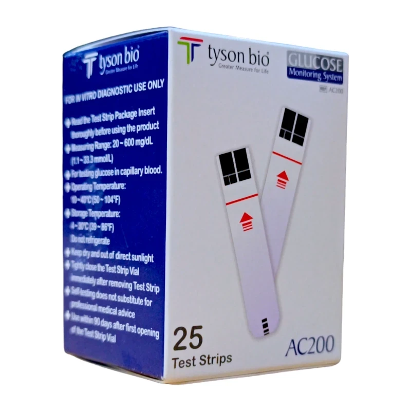 Tyson Bio AC200 Blood Glucose Test Strips 25/Pc