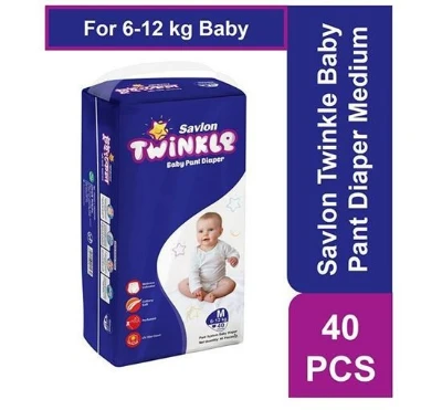 Savlon Twinkle Baby Pant Diaper Medium 40 Pcs (6-12 Kg)