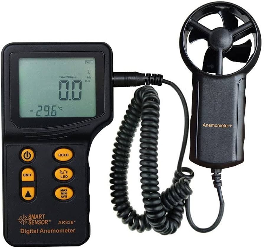 Smart Sensor Digital Anemometer AR826+ LCD Display Air Wind Speed Gauge