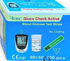 RBC Gluco Check Active Blood Glucose Test Strip - 100 Pcs