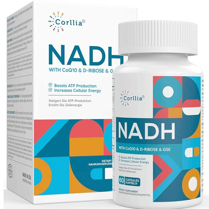 Corllia Store NADH 50mg + CoQ10 200mg + D-Ribose 150mg Supplement