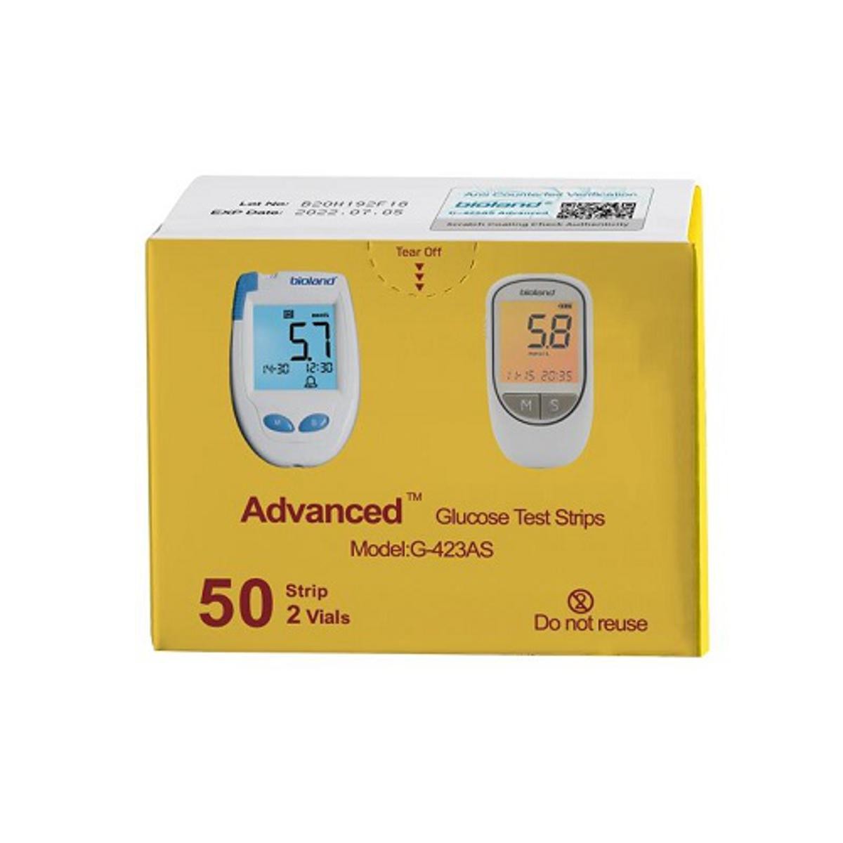 Bioland Advanced G-423AS Blood Glucose Test Strips – 50 Strips