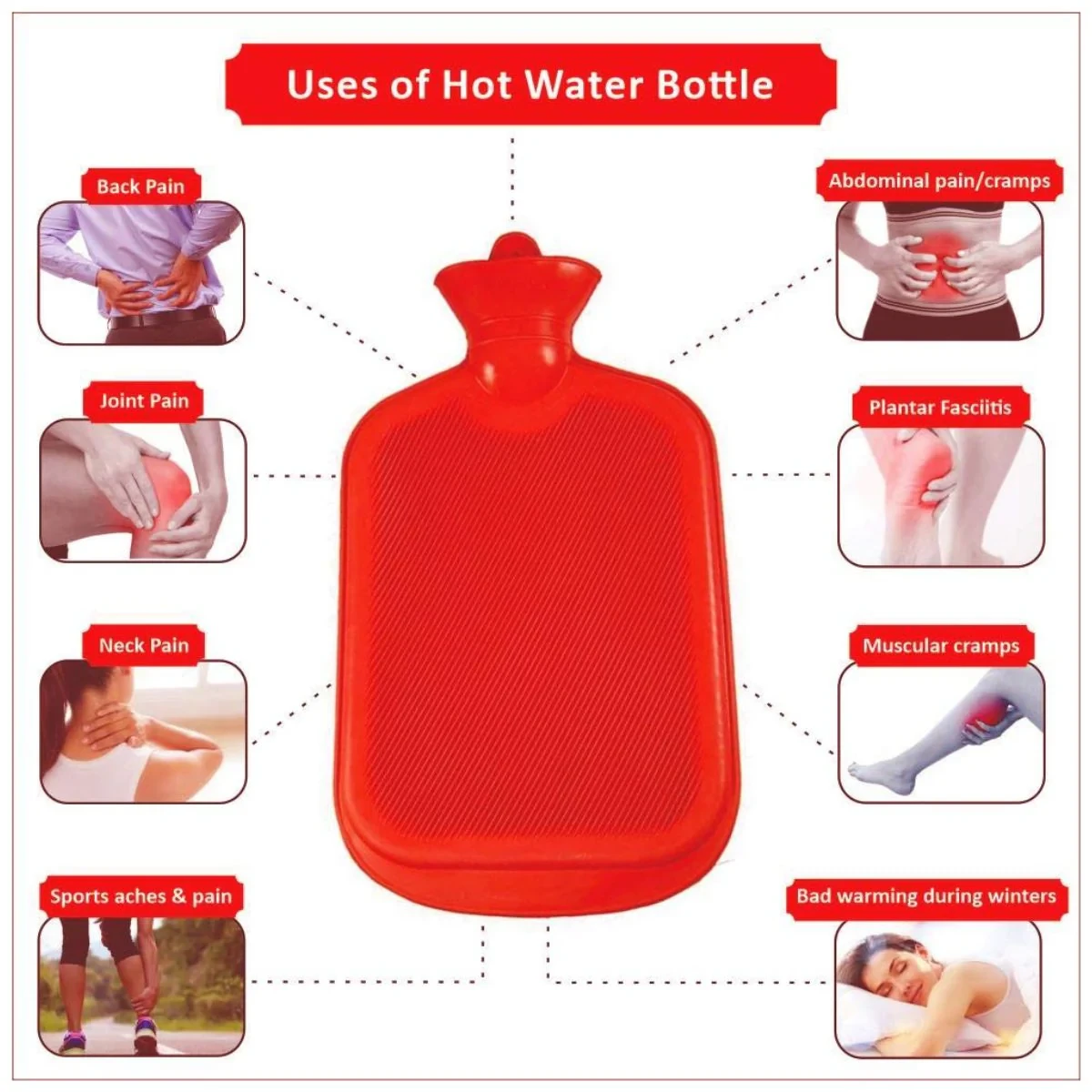 Hot Water Bag, Manual Hot Water Bag, Rubber Hot water Bag with Cover