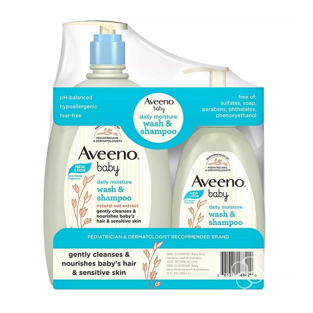 Aveeno Baby Daily Moisture Wash & Shampoo Set For Baby's Hair & Sensitive Skin Set