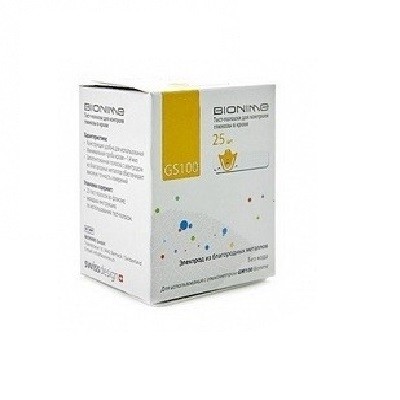 Bionime Blood Glucose GS100 Strip 25'S Pack