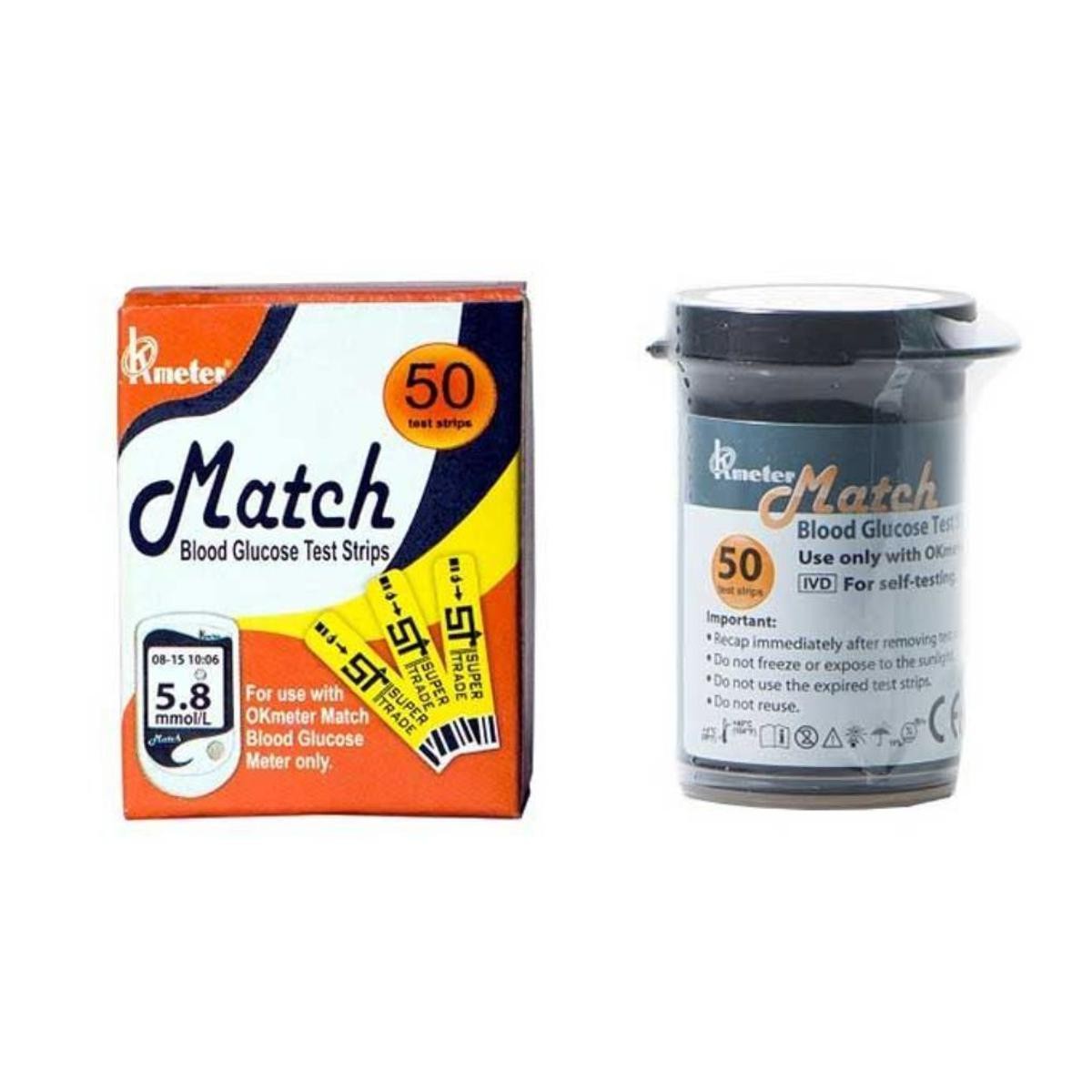 OK Meter Match Blood Glucose Test Strip - 50 Pcs