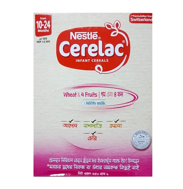 Nestlé Cerelac Wheat & 4 Fruits (10+24Month) Baby Food - (গম এবং ৪ ফল With Milk)
