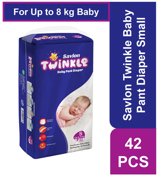 Savlon Twinkle Baby Pant Diaper Small 42'S Pack (Upto 8kg)