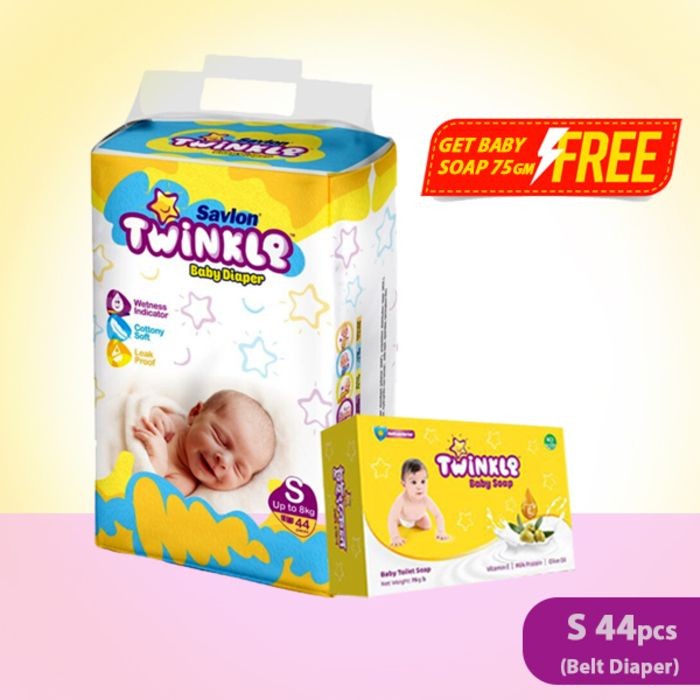 Savlon Twinkle Baby Belt Diaper Small 44 Pcs And Get Twinkle Baby Soap 75g