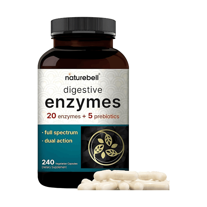 NatureBell Digestive Enzymes With Prebiotics | 240 Veggie Capsules
