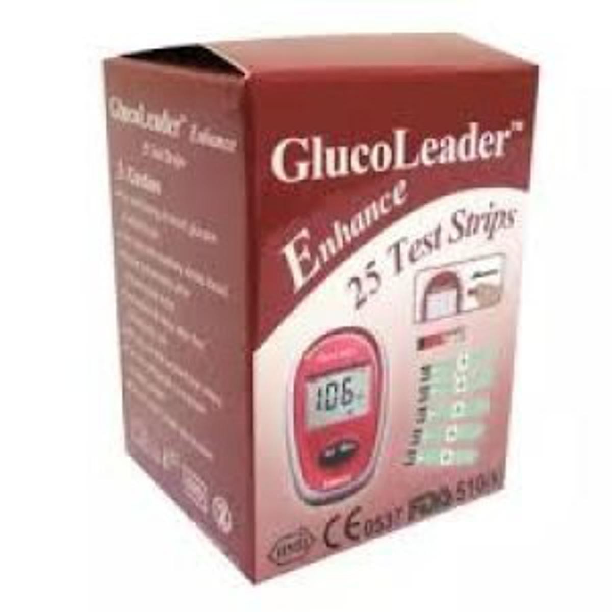 Glucoleader Red Enhance Blood Glucose Test - 25 strips