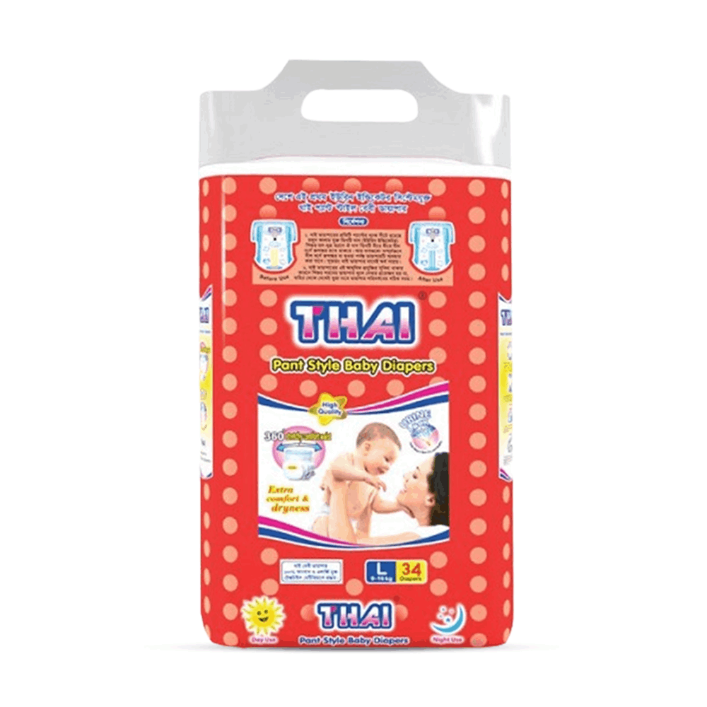 Thai Pant Style Baby Diaper L 34'S Pack