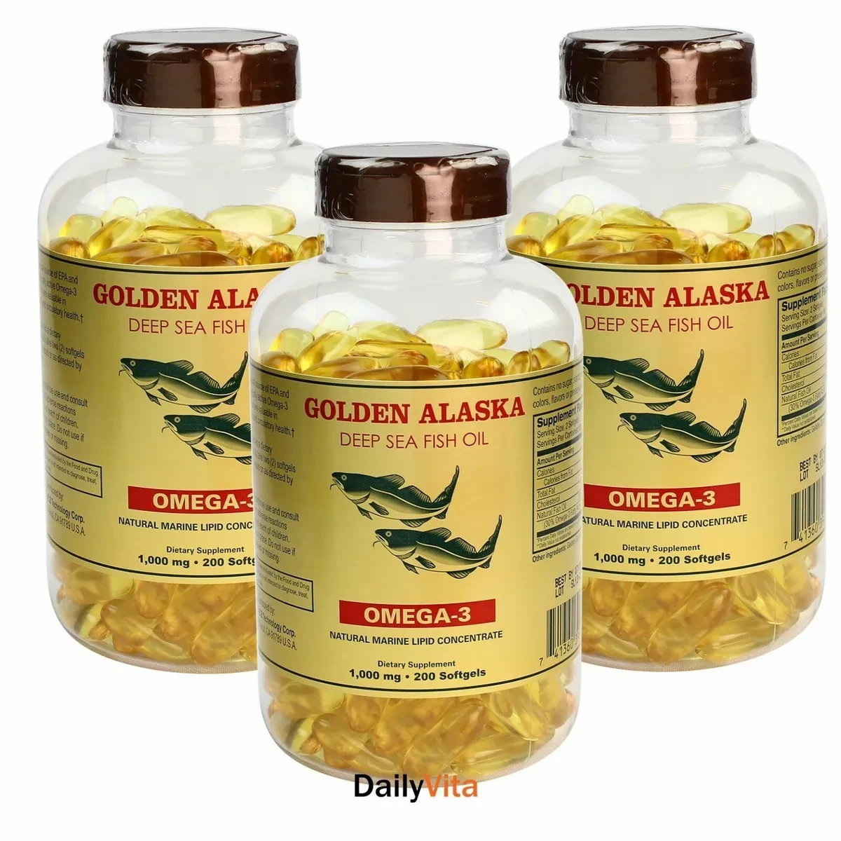 Golden Alaska Deep Sea Fish Oil Omega 3 EPA & DHA For Improve Heart Bone & Joint Health Lower Cholesterol