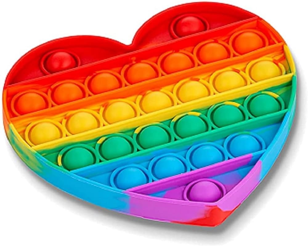 Pop It Fidget Toys Love Shape Rainbow Pop It,Push Pop Bubble Fidget Sensory Toy