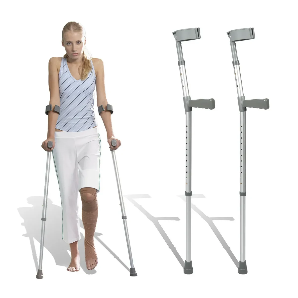 Elbow Walking Crutch Hand Stick Adjustable Assorted Color - (Aluminium)