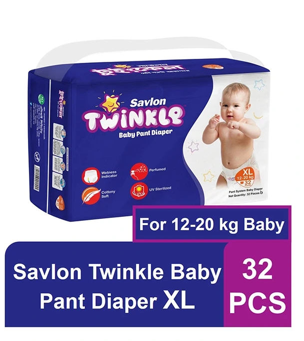Savlon Twinkle Baby Pant Diaper XL 32 Pcs (12-20 Kg)