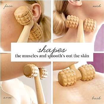Face Massage Roller Tool Head Massager Wooden
