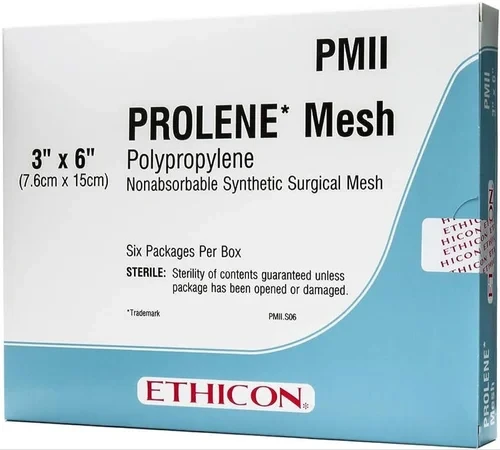 Ethicon PROLENE Polypropylene Mesh, PMII, Non-absorbable Hernia Mesh, 3'' x 6"
