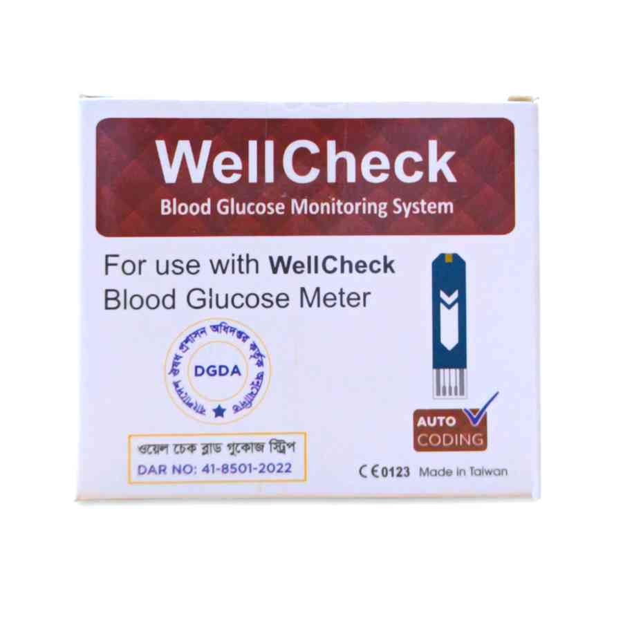WellCheck Blood Glucose Test Strips 50/Pcs
