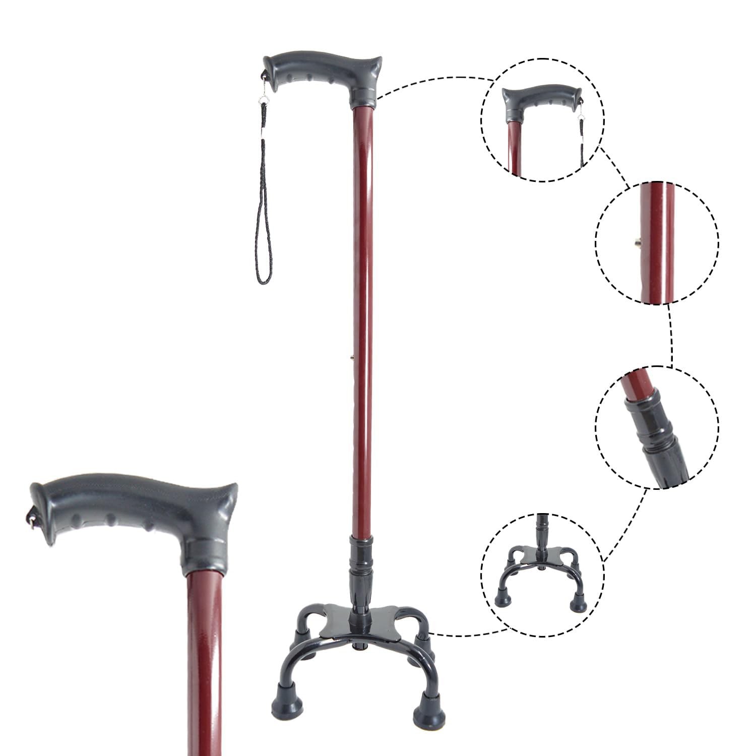 Adjustable Quadripod Walking Sticks Assorted Color- (Almunium)